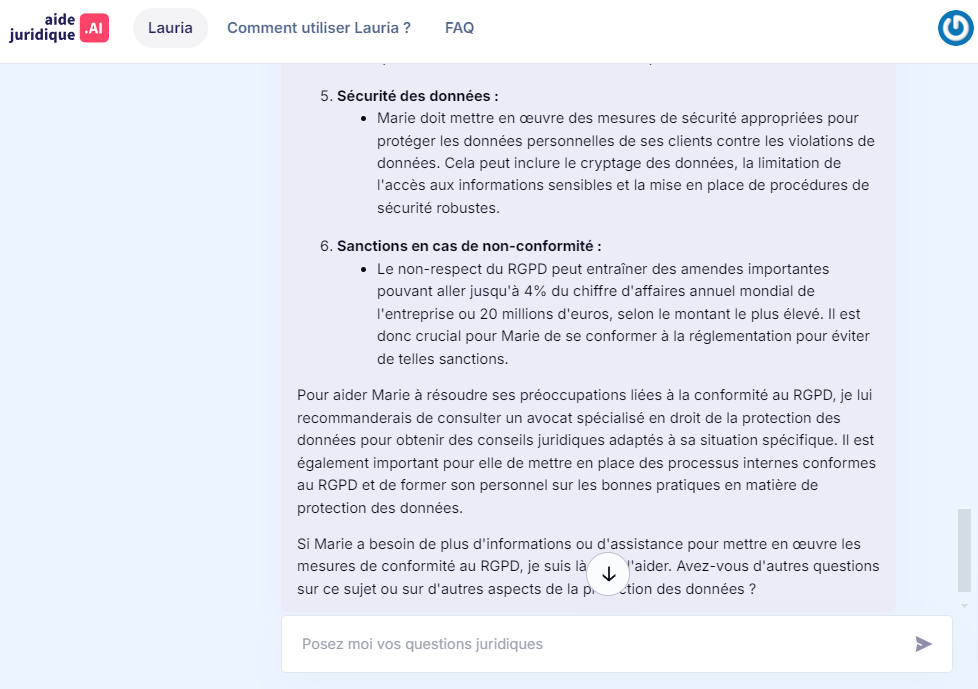 Compréhension et explication d'une loi par IA